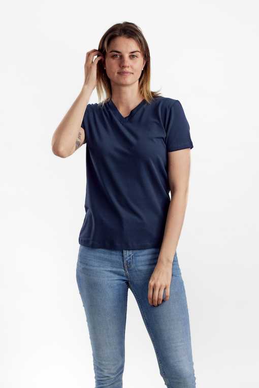T-SHIRT I TENCEL™ MED V-HALS - NAVY - Image 2