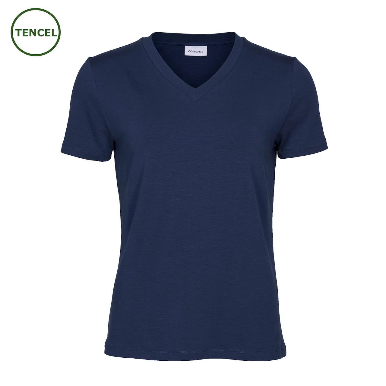 T-Shirt i Tencel med V-hals