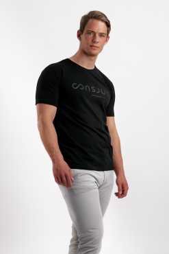 Alternative view of T-SHIRT I ØKOLOGISK BOMULD MED LOGO PRINT - SORT