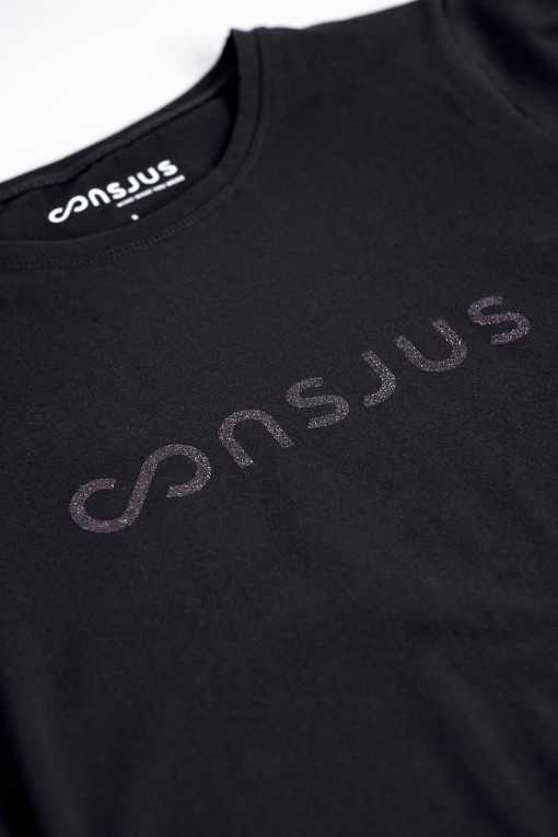 T-SHIRT I ØKOLOGISK BOMULD MED GLITTER LOGO - SORT - Image 6