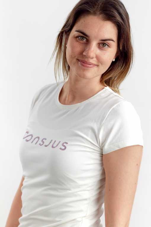 T-SHIRT I ØKOLOGISK BOMULD MED GLITTER LOGO - HVID - Image 3