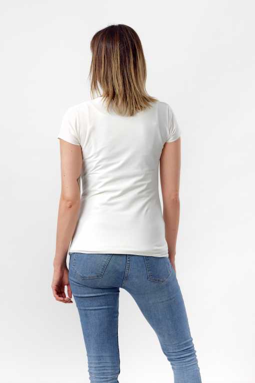 T-SHIRT I ØKOLOGISK BOMULD MED GLITTER LOGO - HVID - Image 5