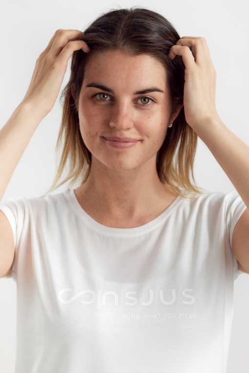 T-SHIRT I TENCEL™ MED LOGO - HVID - Image 3