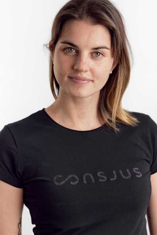 T-SHIRT I ØKOLOGISK BOMULD MED GLITTER LOGO - SORT - Image 3