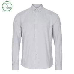 BUTTON-DOWN SKJORTE MED RECYCLED MATERIALE - GRÅ MELANGE