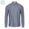 BUTTON-DOWN SKJORTE MED RECYCLED BOMULD - BLÅ MED DOTS