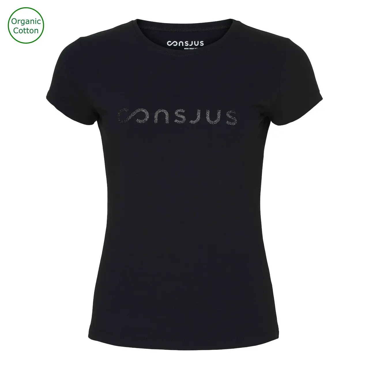 T-SHIRT I ØKOLOGISK BOMULD MED GLITTER LOGO - SORT