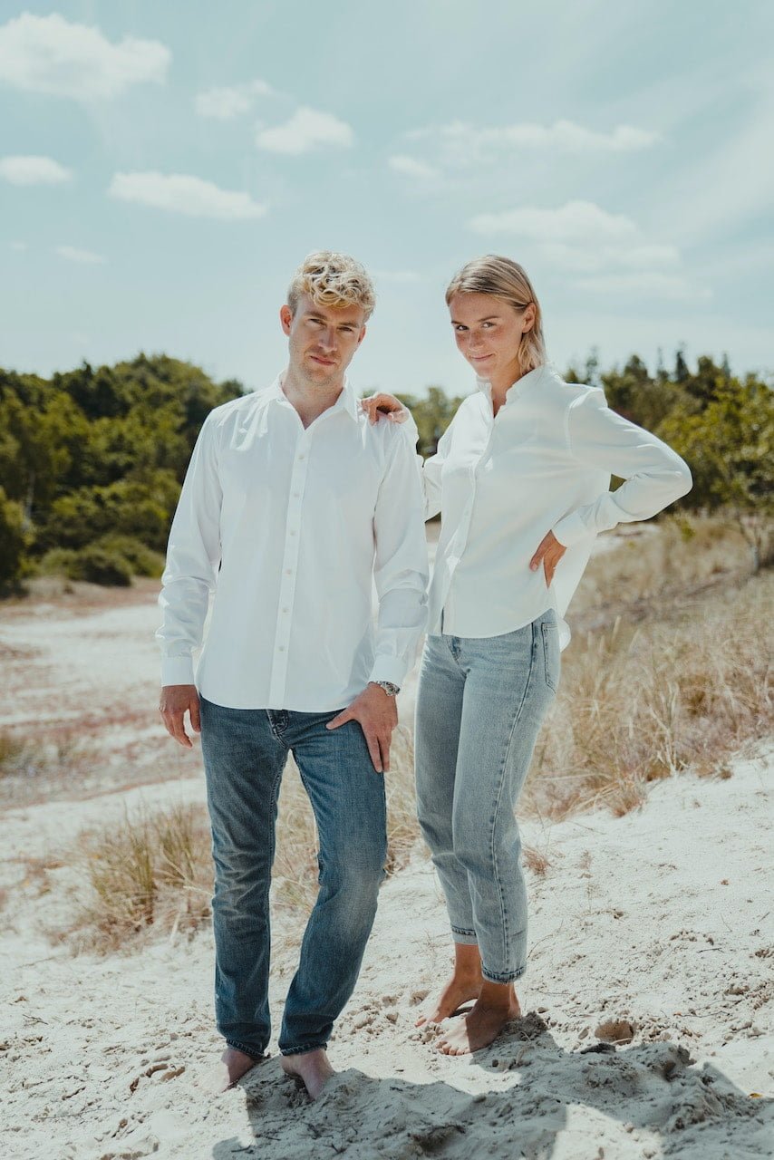 POPLIN SKJORTE I SLIM FIT - HVID