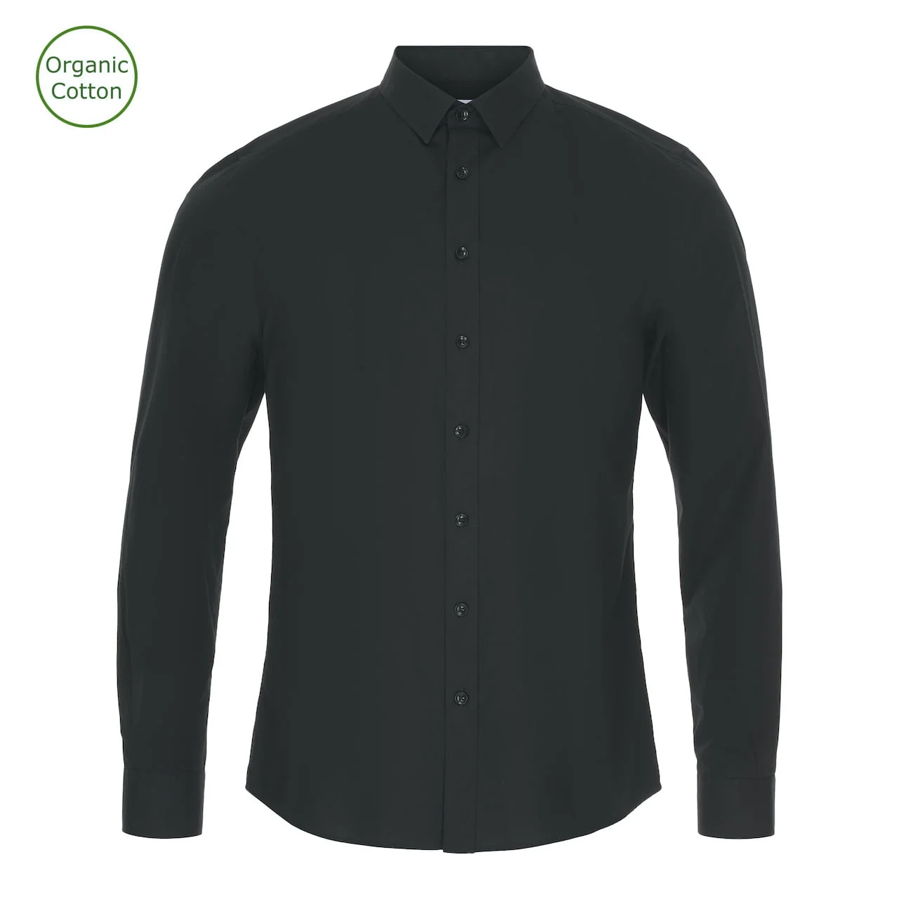 POPLIN SKJORTE I SLIM FIT - SORT
