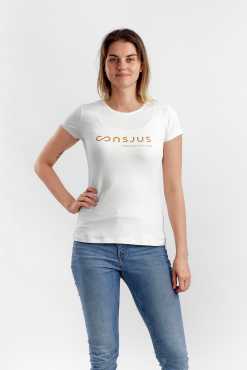 Alternative view of T-SHIRT I ØKOLOGISK BOMULD MED CAPPUCCINO LOGO - HVID