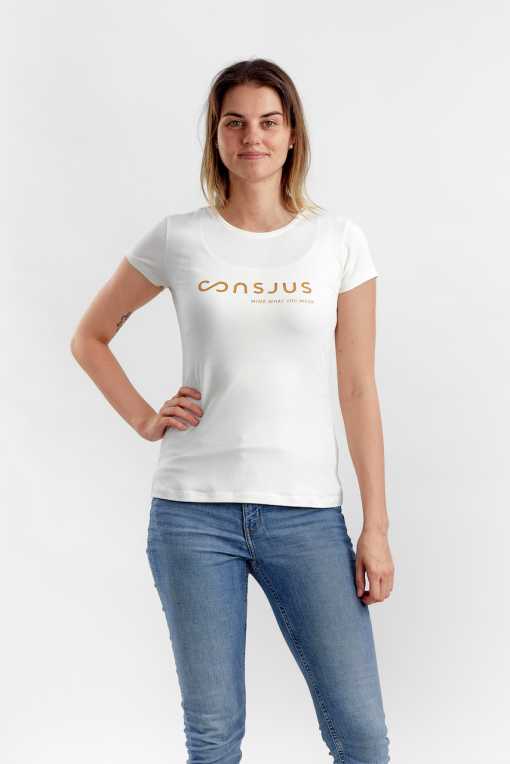 T-SHIRT I ØKOLOGISK BOMULD MED CAPPUCCINO LOGO - HVID - Image 2