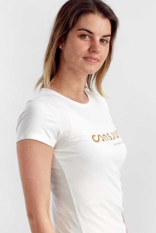 T-SHIRT I ØKOLOGISK BOMULD MED CAPPUCCINO LOGO - HVID - Image 4