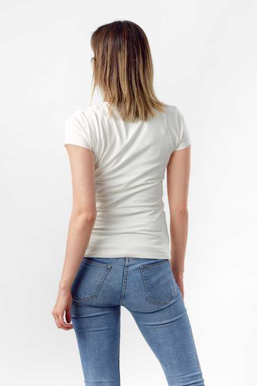 T-SHIRT I ØKOLOGISK BOMULD MED OLIVEN GRØN LOGO - HVID - Image 5