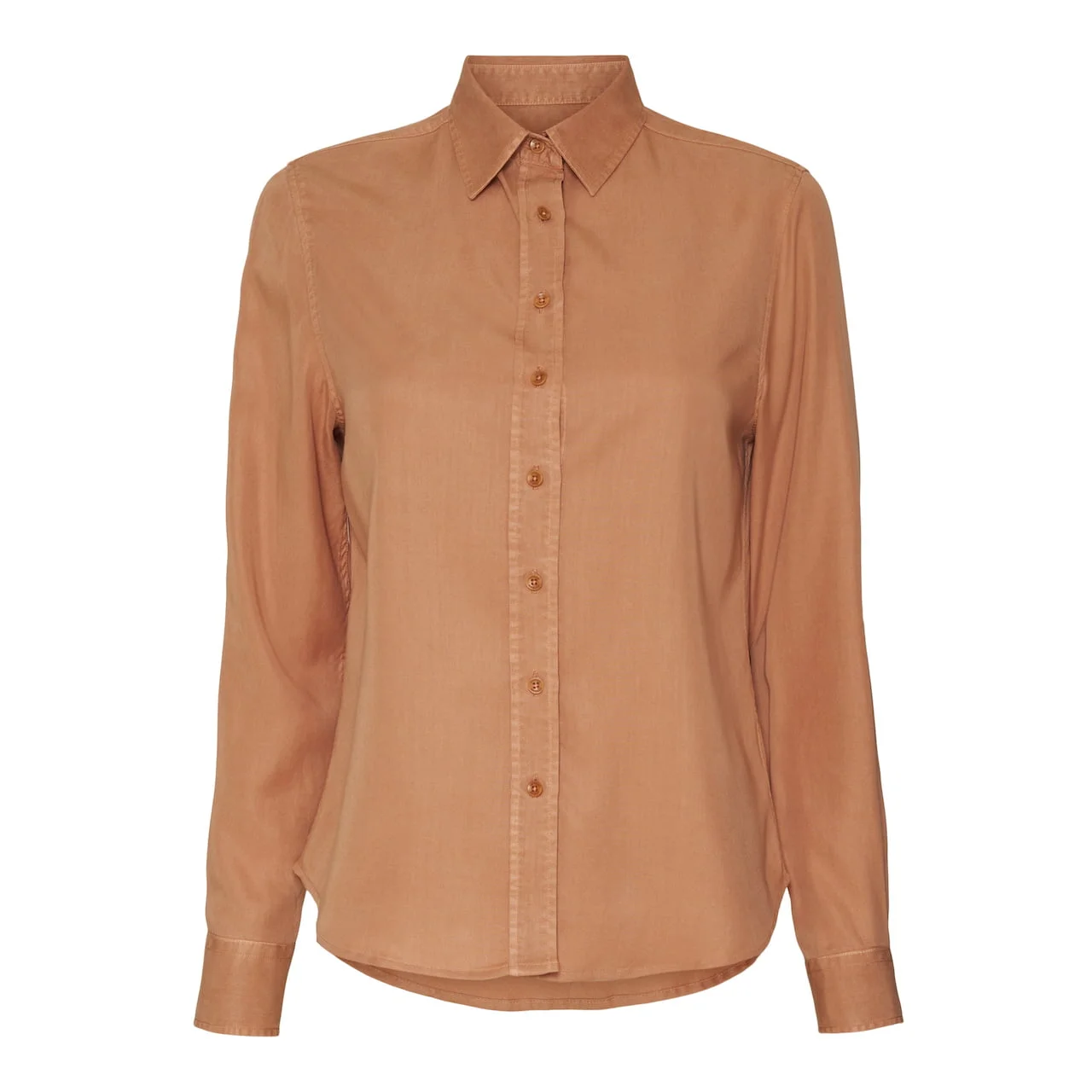 SKJORTE I TENCEL CARAMEL BROWN